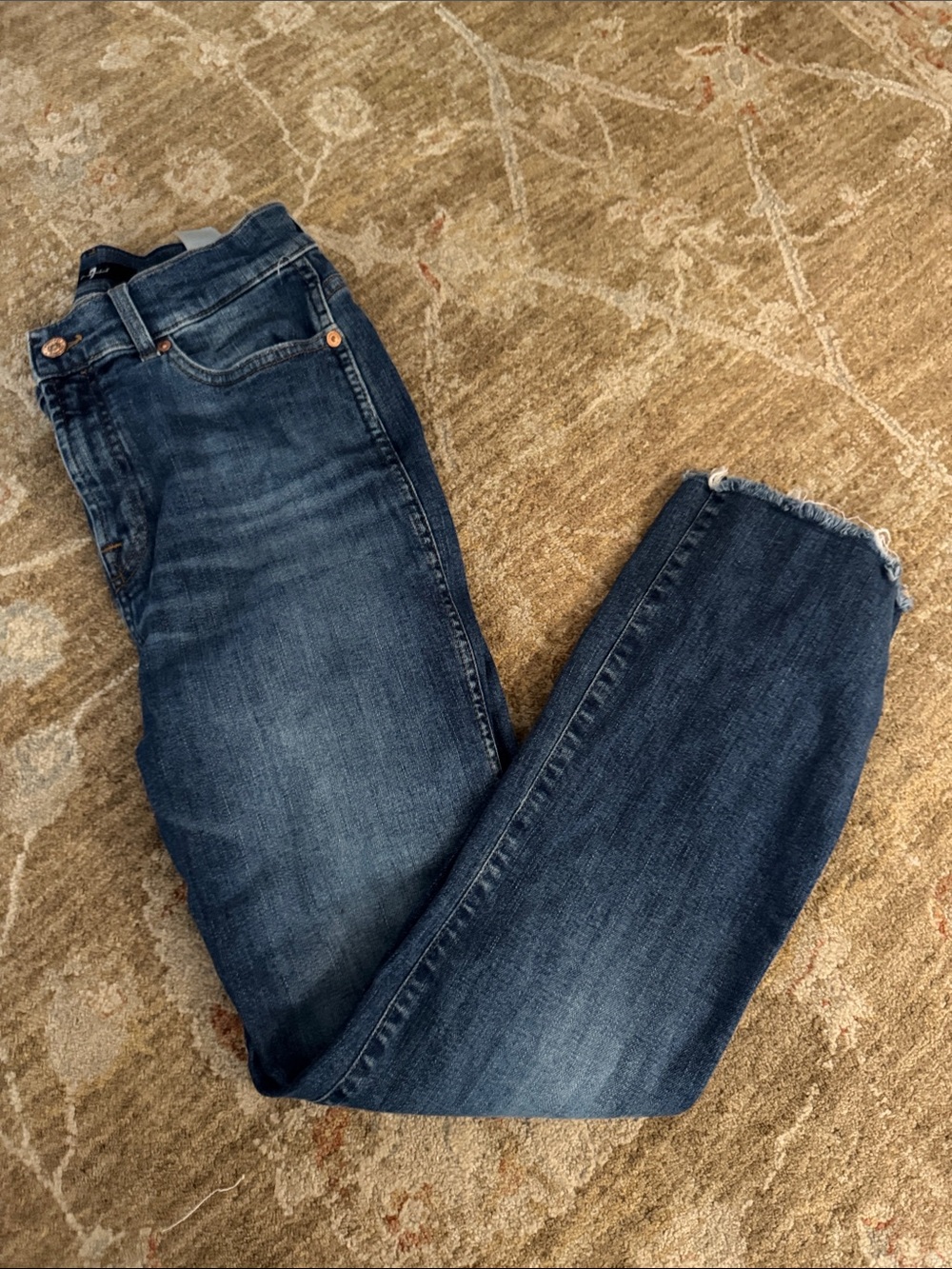 7 For All Mankind High Wasited Slim Kick Jeans Medium Wash